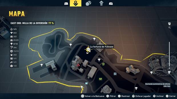 LEGO Batman: El Legado del Caballero Oscuro - Localizaci�n en el mapa de la fortuna de Falcone 01 en East End - Milla de la diversi�n