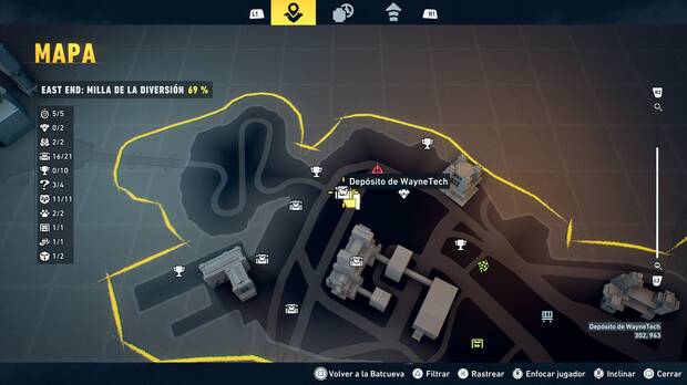 LEGO Batman: El Legado del Caballero Oscuro - Localizaci�n en el mapa del dep�sito de WayneTech 17 en East End - Milla de la diversi�n