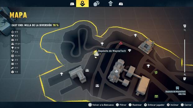 LEGO Batman: El Legado del Caballero Oscuro - Localizaci�n en el mapa del dep�sito de WayneTech 18 en East End - Milla de la diversi�n