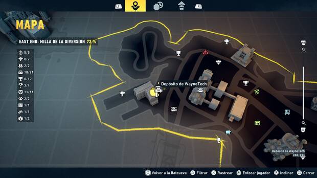 LEGO Batman: El Legado del Caballero Oscuro - Localizaci�n en el mapa del dep�sito de WayneTech 19 en East End - Milla de la diversi�n