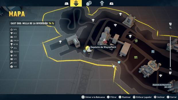 LEGO Batman: El Legado del Caballero Oscuro - Localizaci�n en el mapa del dep�sito de WayneTech 20 en East End - Milla de la diversi�n