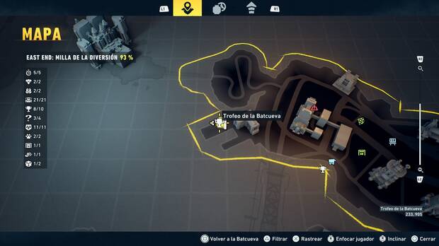 LEGO Batman: El Legado del Caballero Oscuro - Localizaci�n en el mapa del trofeo de la Batcueva Dientes del Joker 09 en East End - Milla de la diversi�n