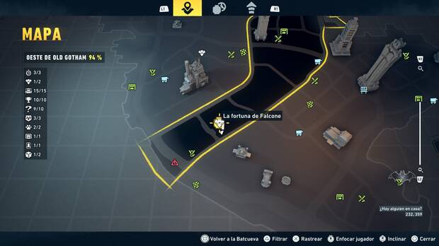 LEGO Batman: El Legado del Caballero Oscuro - Localizaci�n en el mapa de la fortuna de Falcone 02 en Oeste de Old Gotham