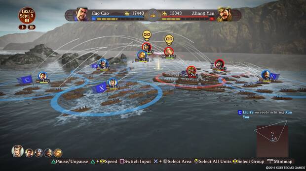 Las batallas navales son uno de los principales añadidos respecto a Romance of the Three Kingdoms XII. En el agua resolveremos la contienda como en campo abierto, pero sin tomar bases y con formación en cadena.
