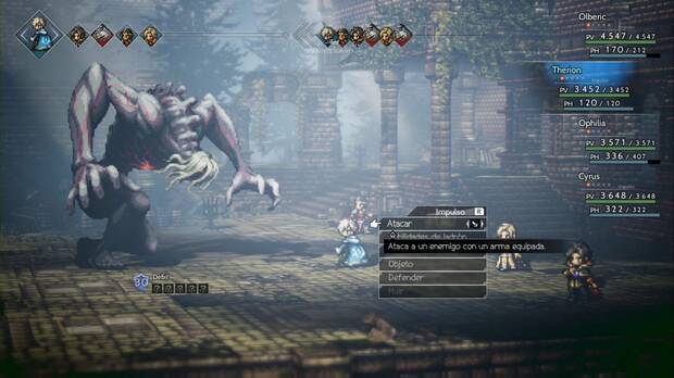 Octopath Traveler, Capítulo 4, Cyrus, Ruinas de Eld, Jefes, Lucía
