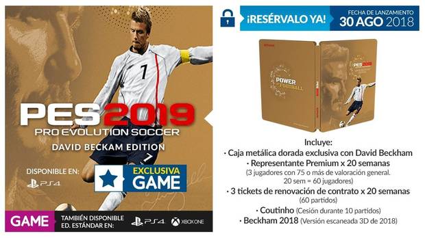 GAME vender en exclusiva la edicin David Beckham para PES 2019 en PS4 Imagen 2