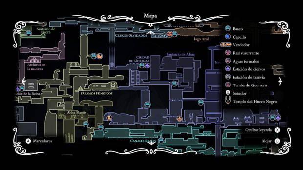 Hallownest es un lugar muy laberíntico y por el que resulta fácil perderse, así que vuestro mapa será vuestro mayor aliado.