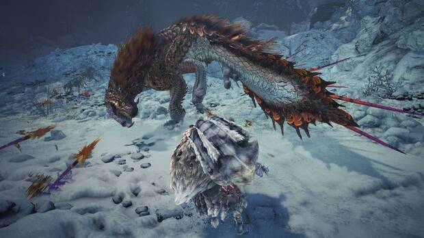 El Viper Tobi-Kadachi gana en 'Iceborne' nuevas habilidades, como estas p�as venenosas que m�s nos vale esquivar.