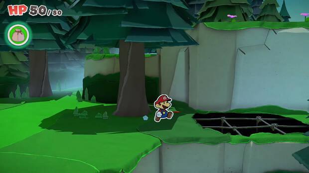 Todos los Agujeros reparados en Bosque de los murmullos de Paper Mario The Origami King - Agujero #11
