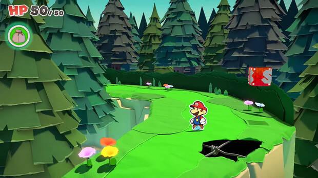 Todos los Agujeros reparados en Bosque de los murmullos de Paper Mario The Origami King - Agujero #12