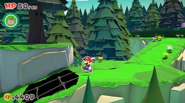 Todos los Agujeros reparados en Bosque de los murmullos de Paper Mario The Origami King - Agujero #14