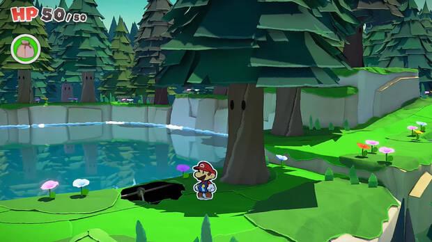 Todos los Agujeros reparados en Bosque de los murmullos de Paper Mario The Origami King - Agujero #15