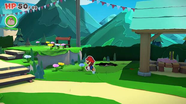 Todos los Agujeros reparados en Bosque de los murmullos de Paper Mario The Origami King - Agujero #23