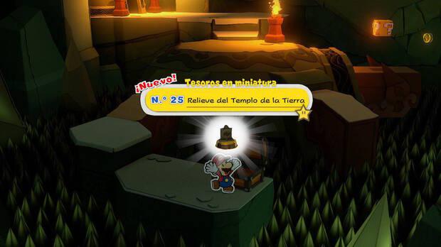 Todos los Tesoros en miniatura en Templo de la Tierra de Paper Mario The Origami King - Tesoro en miniatura Nº 25: Relieve del Templo de la Tierra