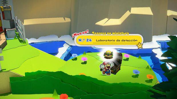 Todos los Tesoros en miniatura en Camino de la primavera de Paper Mario The Origami King - Tesoro en miniatura Nº 24: Laboratorio de detección