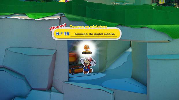 Todos los Tesoros en miniatura en Monte Bellavista de Paper Mario The Origami King - Tesoro en miniatura Nº 18: Goomba de papel maché