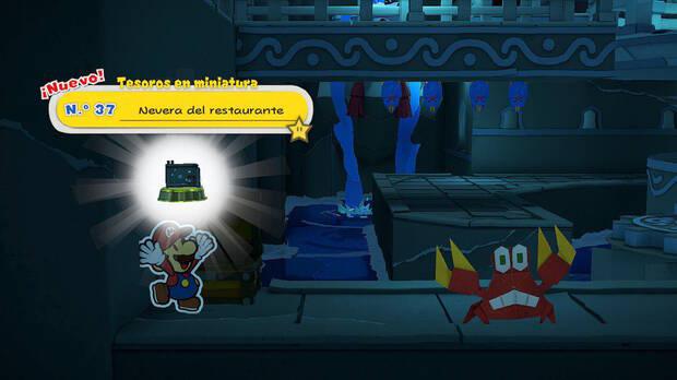 Todos los Tesoros en miniatura en Santuario del agua de Paper Mario The Origami King - Tesoro en miniatura Nº 37: Nevera del restaurante