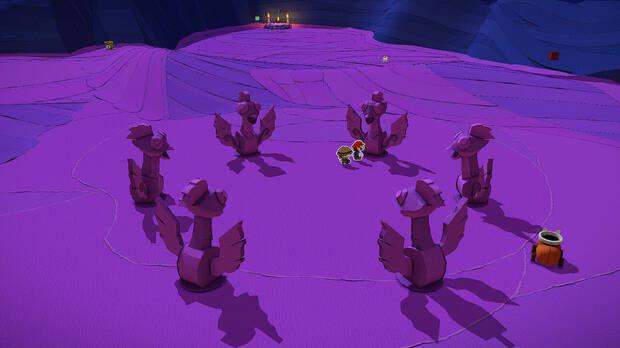 Gran Desierto de Lija al 100% en Paper Mario: The Origami King - Solución puzle de las estatuas