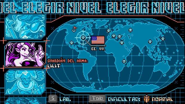 Superado el prólogo elegiremos nivel de manera parecida a otros juegos de 8 bits.