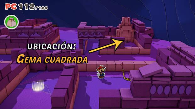 Desierto de Más a la Derecha al 100% en Paper Mario: The Origami King - Ubicación de la Gema cuadrada