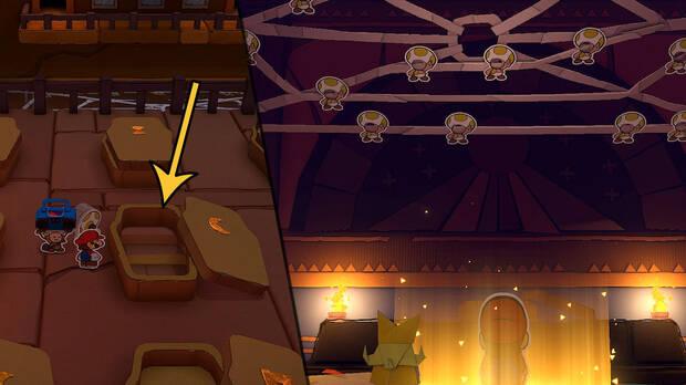 Templo Champi al 100% en Paper Mario: The Origami King - Solución sarcófago media luna