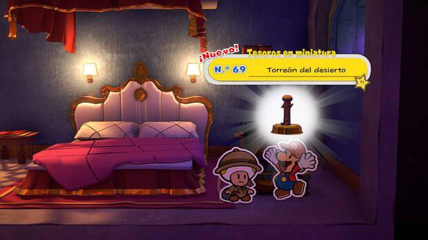 Todos los Tesoros en miniatura en Ciudad Champi de Paper Mario The Origami King - Tesoro en miniatura Nº 69: Torreón del desierto