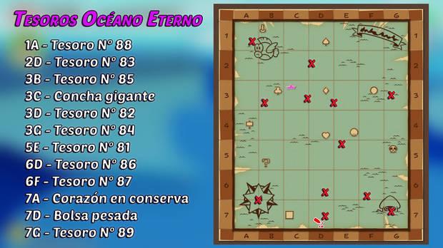Mapa de todos los Tesoros del Océano Eterno en Paper Mario: The Origami King