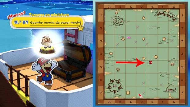 Todos los Tesoros en miniatura en Océano Eterno de Paper Mario The Origami King - Tesoro en miniatura Nº 81: Goomba momia de papel maché