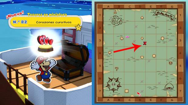 Todos los Tesoros en miniatura en Océano Eterno de Paper Mario The Origami King - Tesoro en miniatura Nº 82: Corazones curativos