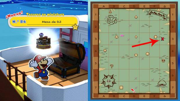 Todos los Tesoros en miniatura en Océano Eterno de Paper Mario The Origami King - Tesoro en miniatura Nº 84: Mesa de DJ
