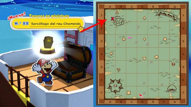 Todos los Tesoros en miniatura en Océano Eterno de Paper Mario The Origami King - Tesoro en miniatura Nº 88: Sarcófago del Rey Champsés