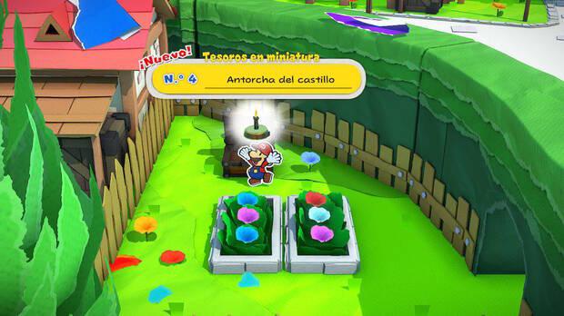 Todos los Tesoros en miniatura en Villa Toad de Paper Mario The Origami King - Tesoro en miniatura Nº 4: Antorcha del castillo