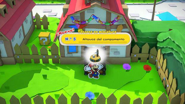 Todos los Tesoros en miniatura en Villa Toad de Paper Mario The Origami King - Tesoro en miniatura Nº 5: Altavoz de campamento