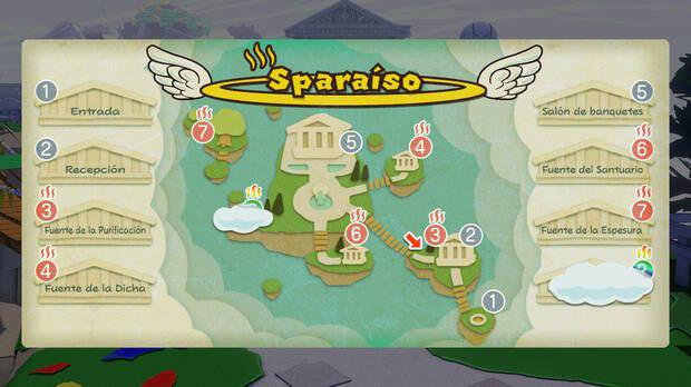 Mapa de Sparaíso al 100% en Paper Mario: The Origami King