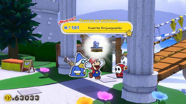 Todos los Tesoros en miniatura en Sparaíso de Paper Mario The Origami King - Tesoro en miniatura Nº 101: Fuente Enjuagapiés