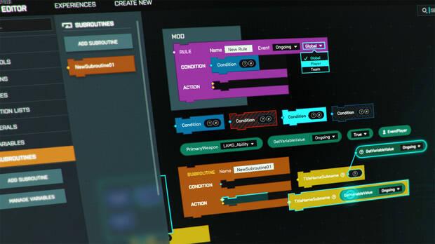 Un completo editor web nos permitirá toquetear casi cualquier cosa que podamos imaginar para crear experiencias muy diferentes a las tradicionales en 'Battlefield'.