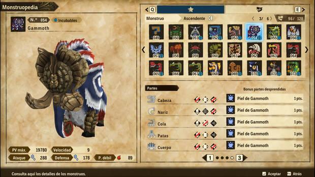 Monster Hunter Stories 2 - Daño a las partes y bonus de Gammoth