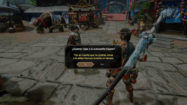 Monster Hunter Rise: Sunbreak - Hablar con Fiorayne para viajar a Elgado