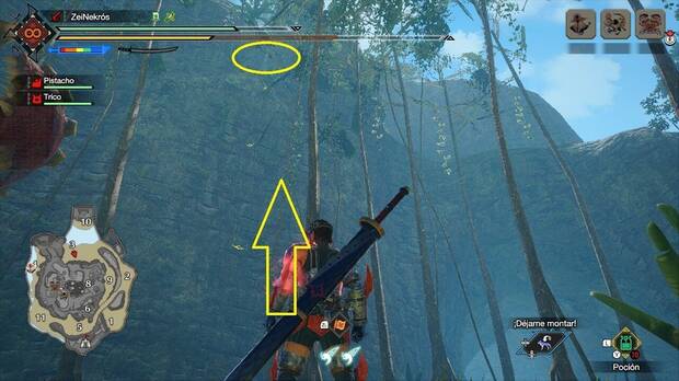 Monster Hunter Rise - Zona para encontrar el campamento auxiliar de La Jungla