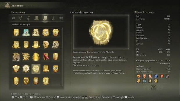 Elden Ring: Shadow of the Erdtree - Anillo de luz en capas