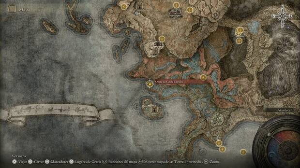 Elden Ring: Shadow of the Erdtree - Costa Cerúlea: ubicación de la Gracia Oeste de Costa Cerúlea
