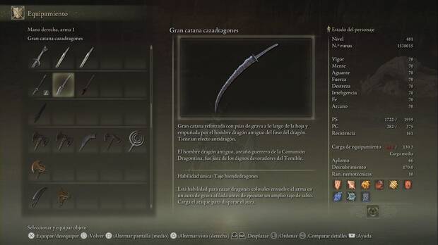 Elden Ring: Shadow of the Erdtree - Gran catana cazadragones