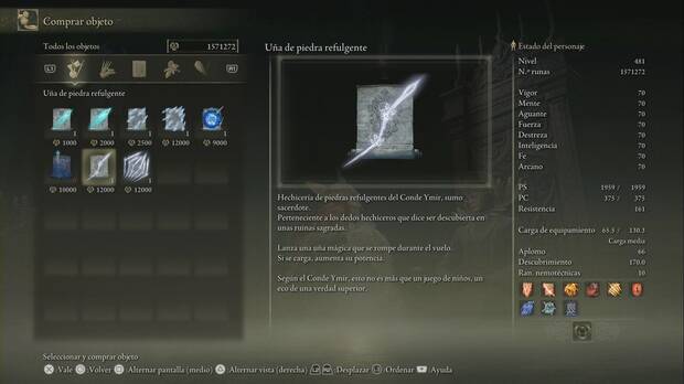Elden Ring: Shadow of the Erdtree - Uña de piedra refulgente
