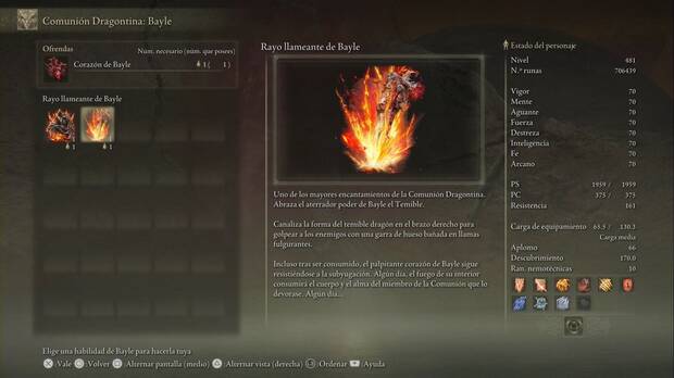 Elden Ring: Shadow of the Erdtree - Rayo llameante de Bayle