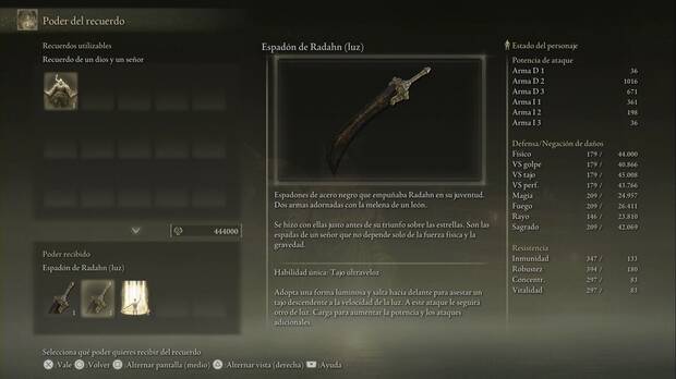 Elden Ring: Shadow of the Erdtree - Espadón de Radahn (luz)