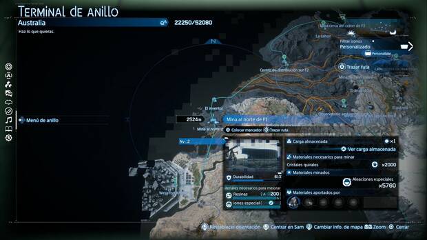 Death Stranding 2 - Guía de trofeos, ubicación de la mina al nordeste de West Fort Knot