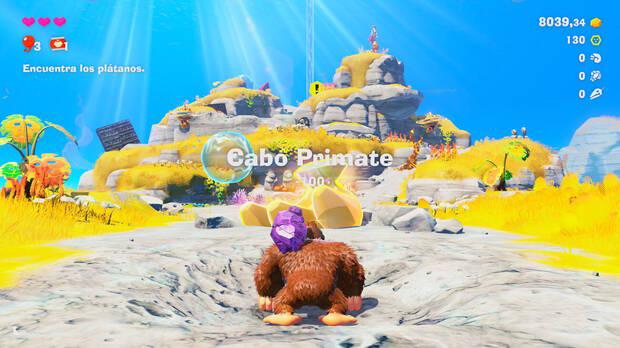 Donkey Kong Bananza - Ubicación del plátano 01 en Estrato de la laguna