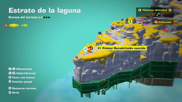 Donkey Kong Bananza - Localización en el mapa del plátano 01 en Estrato de la laguna