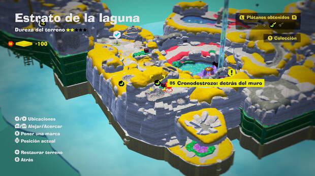 Donkey Kong Bananza - Localización en el mapa del plátano 05 en Estrato de la laguna
