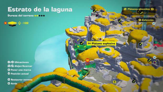 Donkey Kong Bananza - Localización en el mapa del plátano 24 en Estrato de la laguna